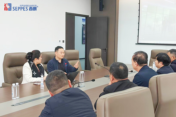 西朗门业董事长杨元嘉向各位领导介绍企业